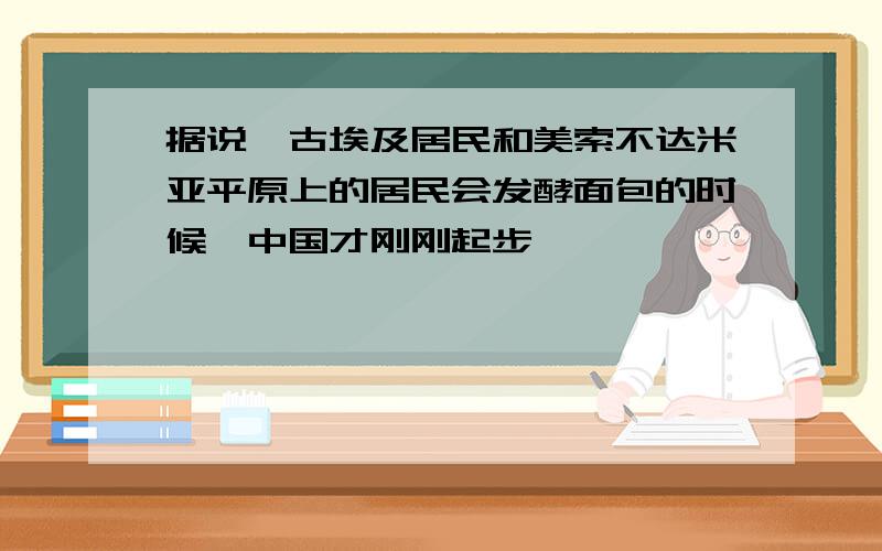 据说,古埃及居民和美索不达米亚平原上的居民会发酵面包的时候,中国才刚刚起步