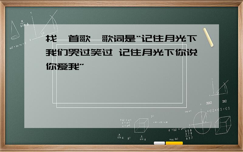 找一首歌,歌词是“记住月光下我们哭过笑过 记住月光下你说你爱我”