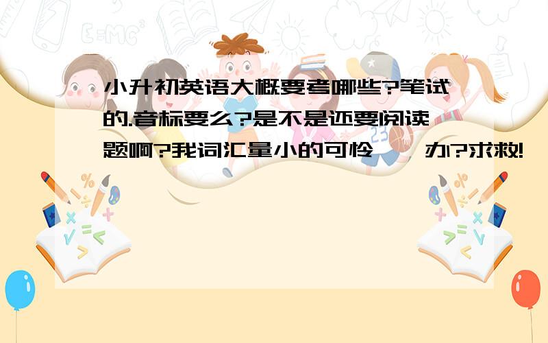 小升初英语大概要考哪些?笔试的.音标要么?是不是还要阅读题啊?我词汇量小的可怜,咋办?求救!