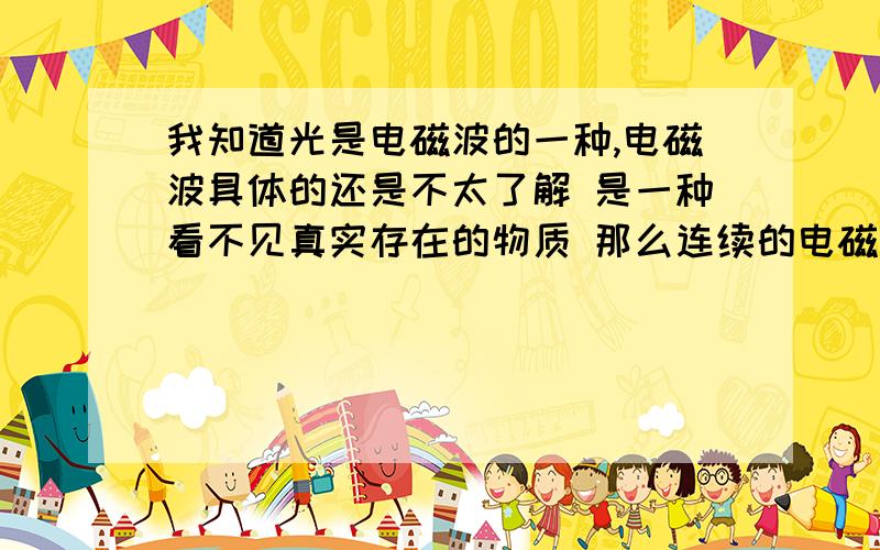 我知道光是电磁波的一种,电磁波具体的还是不太了解 是一种看不见真实存在的物质 那么连续的电磁波那么连续的电磁波 应是由无数细小的波段组成 我的一个假设是不连续的 只是间隔非常