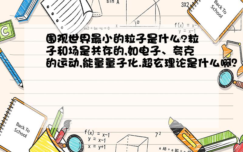 围观世界最小的粒子是什么?粒子和场是共存的,如电子、夸克的运动,能量量子化.超玄理论是什么啊？