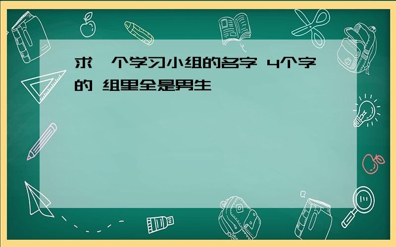 求一个学习小组的名字 4个字的 组里全是男生