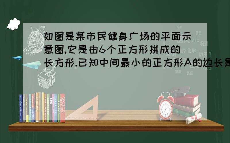 如图是某市民健身广场的平面示意图,它是由6个正方形拼成的长方形,已知中间最小的正方形A的边长是1米,(1)若设图中最大正方形B的边长是米,请用含的代数式分别表示出正方形F,E,D和C的边长;(