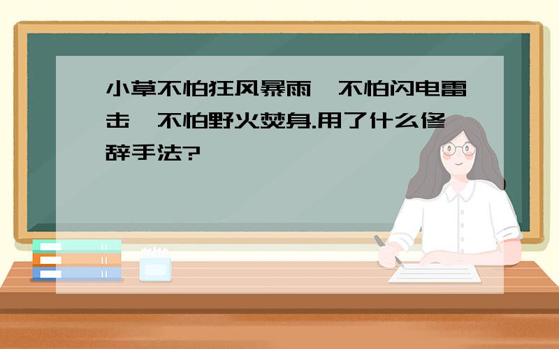 小草不怕狂风暴雨,不怕闪电雷击,不怕野火焚身.用了什么修辞手法?