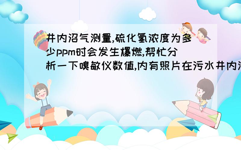 井内沼气测量,硫化氢浓度为多少ppm时会发生爆燃,帮忙分析一下嗅敏仪数值,内有照片在污水井内测得硫化氢为11ppm       一氧化碳和甲烷为0请问这样的浓度混入空气遇明火会出现爆炸或燃烧的