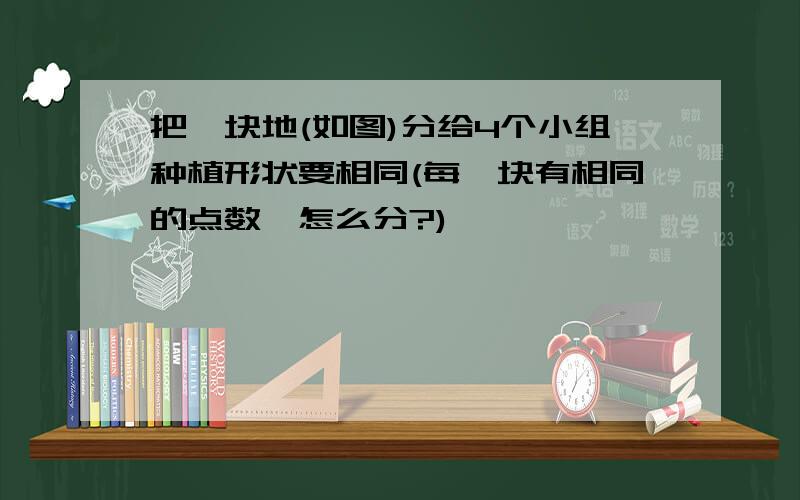 把一块地(如图)分给4个小组种植形状要相同(每一块有相同的点数,怎么分?)