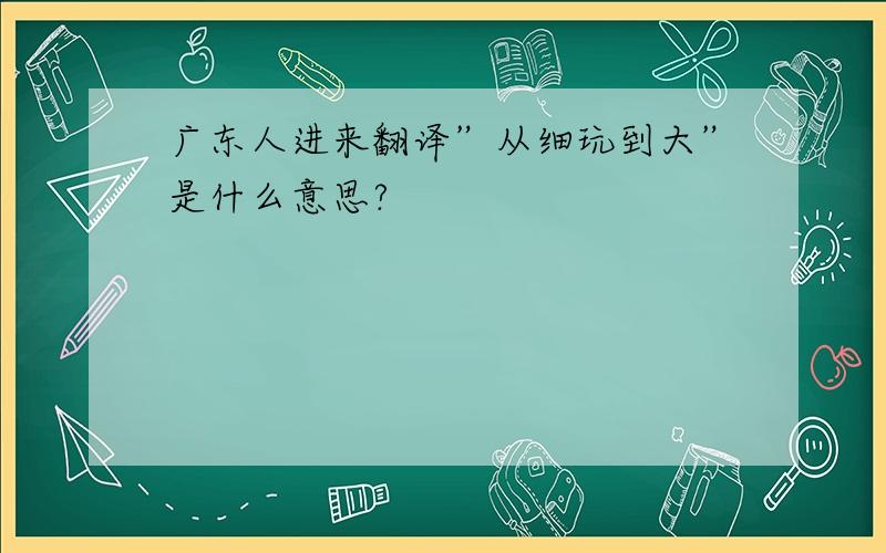 广东人进来翻译”从细玩到大”是什么意思?