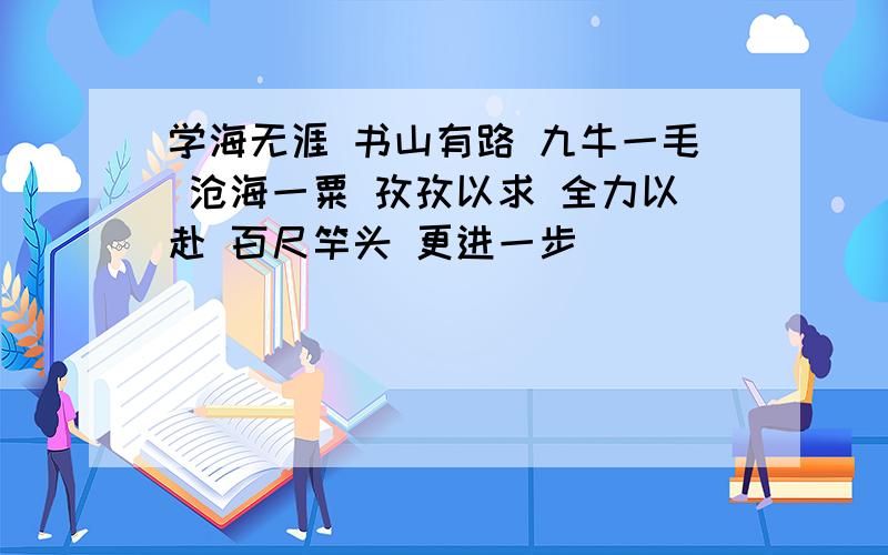 学海无涯 书山有路 九牛一毛 沧海一粟 孜孜以求 全力以赴 百尺竿头 更进一步