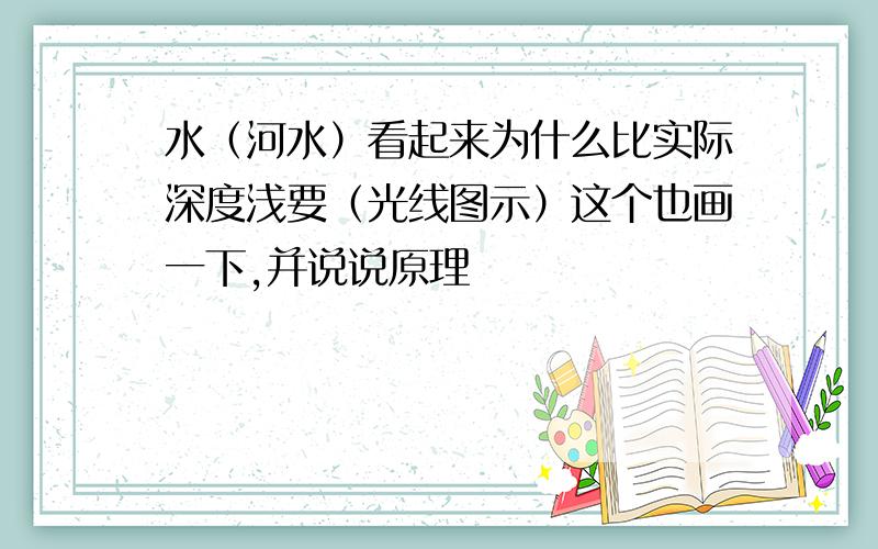 水（河水）看起来为什么比实际深度浅要（光线图示）这个也画一下,并说说原理