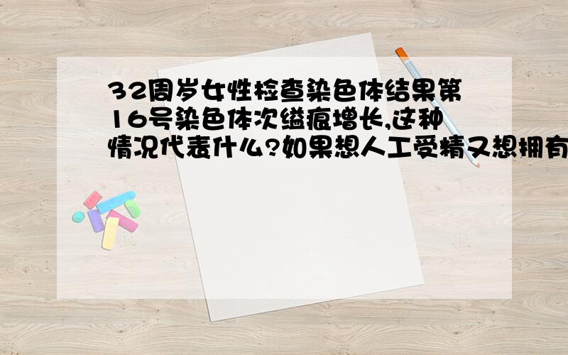 32周岁女性检查染色体结果第16号染色体次缢痕增长,这种情况代表什么?如果想人工受精又想拥有健康的小孩,应该做什么检查?