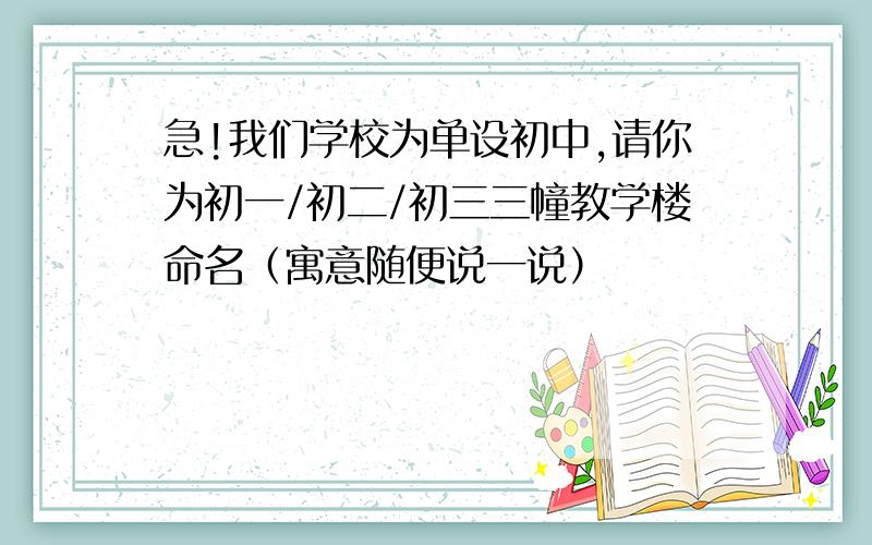 急!我们学校为单设初中,请你为初一/初二/初三三幢教学楼命名（寓意随便说一说）