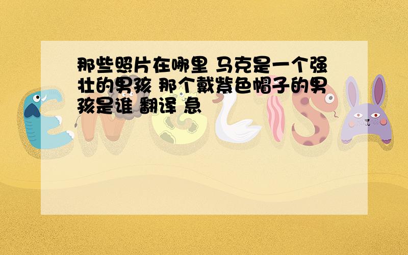 那些照片在哪里 马克是一个强壮的男孩 那个戴紫色帽子的男孩是谁 翻译 急