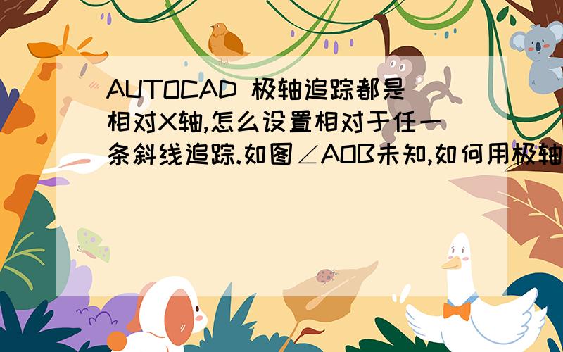 AUTOCAD 极轴追踪都是相对X轴,怎么设置相对于任一条斜线追踪.如图∠AOB未知,如何用极轴追踪画出OC.