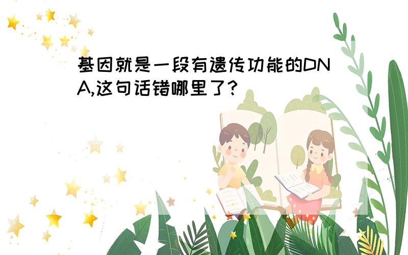 基因就是一段有遗传功能的DNA,这句话错哪里了?