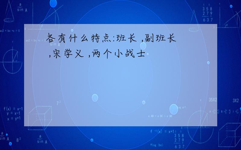 各有什么特点:班长 ,副班长 ,宋学义 ,两个小战士