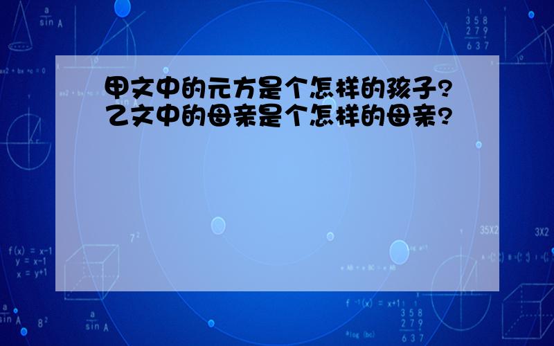 甲文中的元方是个怎样的孩子?乙文中的母亲是个怎样的母亲?