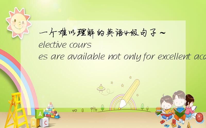 一个难以理解的英语4级句子～elective courses are available not only for excellent academic performers but also for students about the average level.这句话怎么理解?为什么用about the average level.about在这里是什么意思?