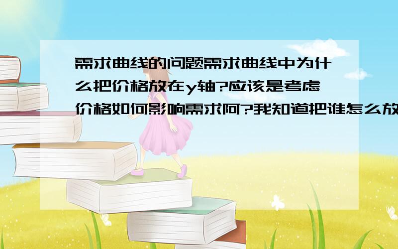 需求曲线的问题需求曲线中为什么把价格放在y轴?应该是考虑价格如何影响需求阿?我知道把谁怎么放都可以分析,但是应该把价格置于x轴不是更好吗 为什么书上都不这样