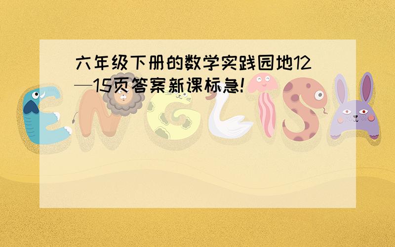 六年级下册的数学实践园地12—15页答案新课标急!