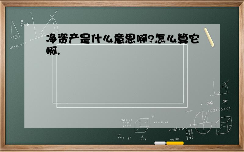 净资产是什么意思啊?怎么算它啊.