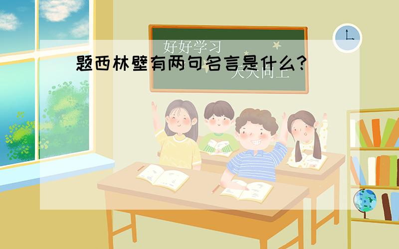 题西林壁有两句名言是什么?