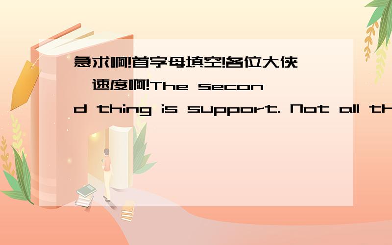 急求啊!首字母填空!各位大侠,速度啊!The second thing is support. Not all things are like what people wish for.We are always faced with all kinds of d______   and even failures.