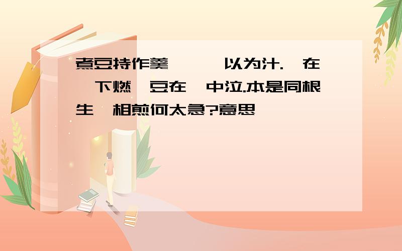 煮豆持作羹,漉菽以为汁.萁在釜下燃,豆在釜中泣.本是同根生,相煎何太急?意思