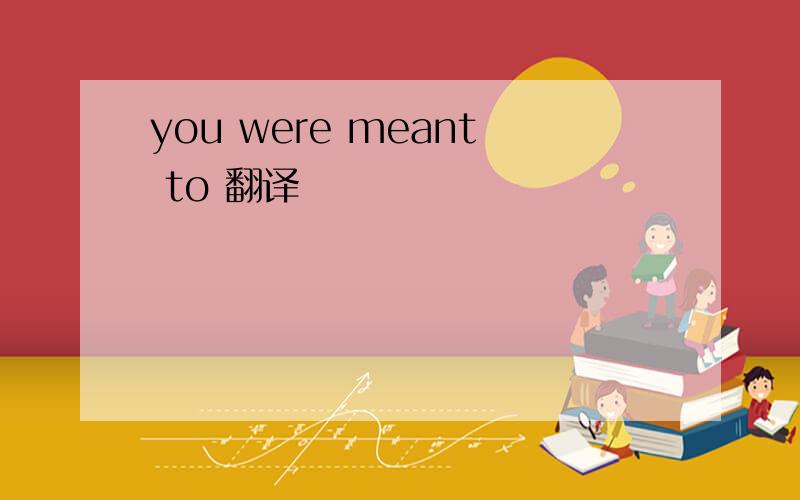 you were meant to 翻译