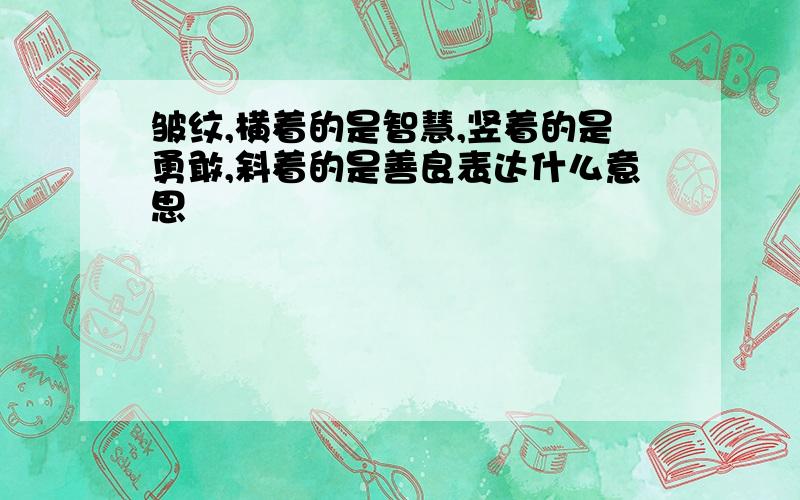 皱纹,横着的是智慧,竖着的是勇敢,斜着的是善良表达什么意思