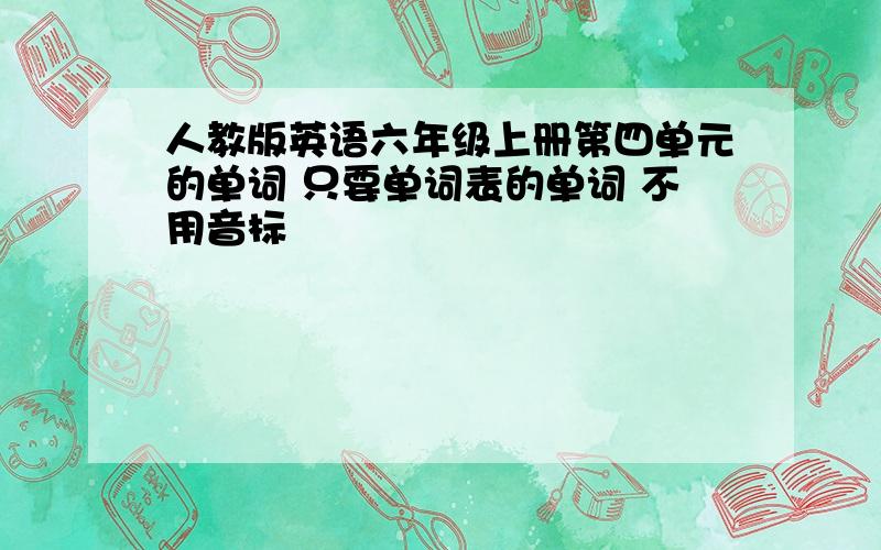 人教版英语六年级上册第四单元的单词 只要单词表的单词 不用音标