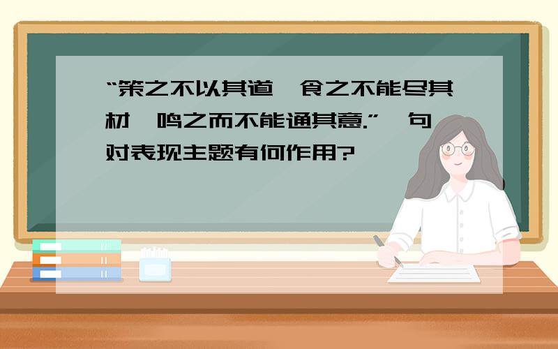 “策之不以其道,食之不能尽其材,鸣之而不能通其意.”一句对表现主题有何作用?