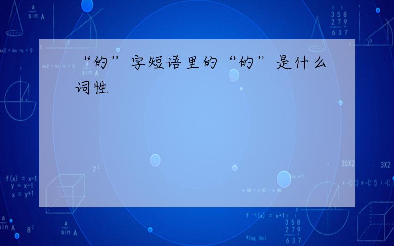 “的”字短语里的“的”是什么词性