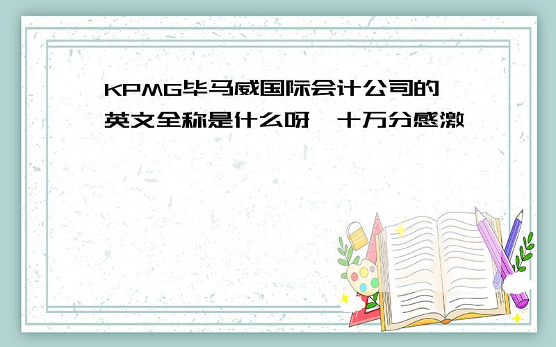 KPMG毕马威国际会计公司的英文全称是什么呀,十万分感激