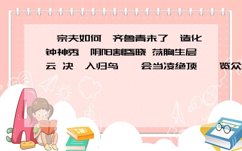 岱宗夫如何★齐鲁青未了⊙造化钟神秀∞阴阳割昏晓 荡胸生层云 决眦入归鸟 ★ 会当凌绝顶,一览众山小