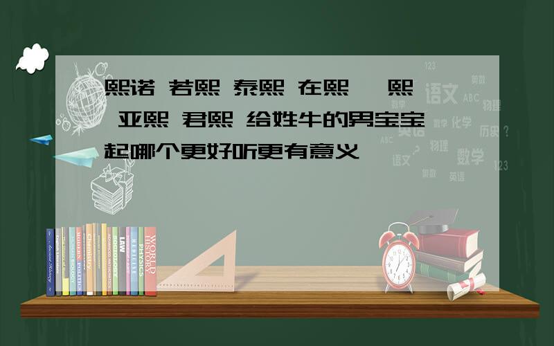 熙诺 若熙 泰熙 在熙 睿熙 亚熙 君熙 给姓牛的男宝宝起哪个更好听更有意义