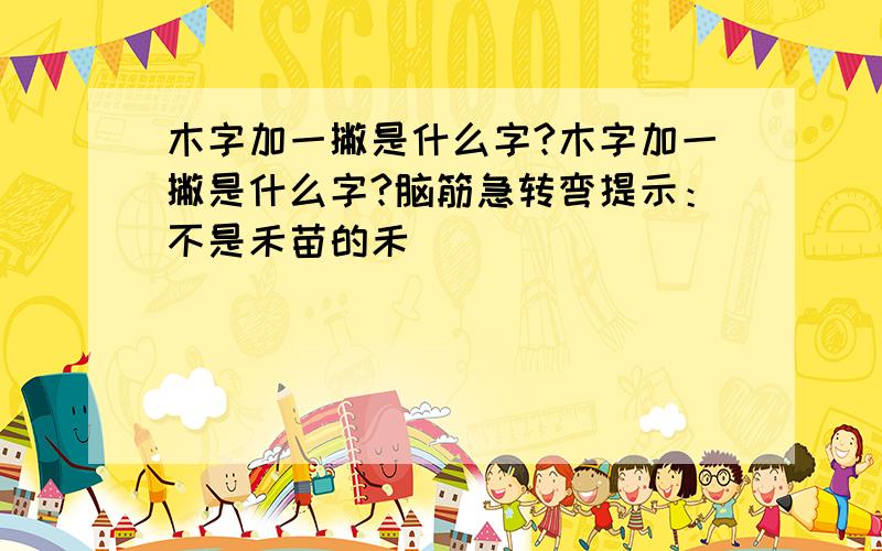 木字加一撇是什么字?木字加一撇是什么字?脑筋急转弯提示：不是禾苗的禾