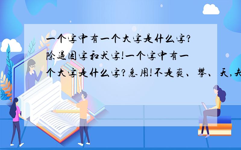 一个字中有一个大字是什么字?除过因字和犬字!一个字中有一个大字是什么字?急用!不是爽、攀、天,夫,夭,太、因、犬!