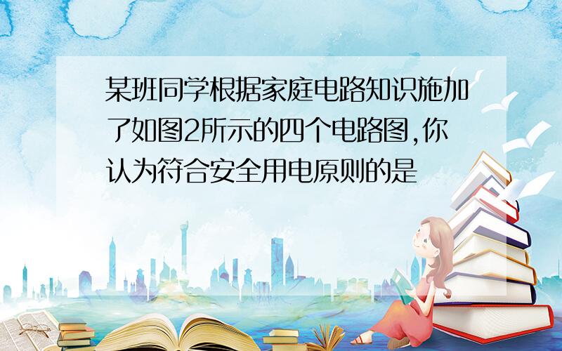 某班同学根据家庭电路知识施加了如图2所示的四个电路图,你认为符合安全用电原则的是