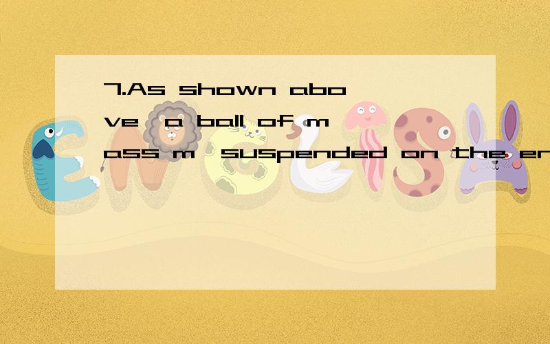 7.As shown above,a ball of mass m,suspended on the end of a wire,is released from height h and collideselastically,when it is at its lowest point,with a block of mass 2m at rest ona frictionless surface.After the collision,the ball rises to a final h