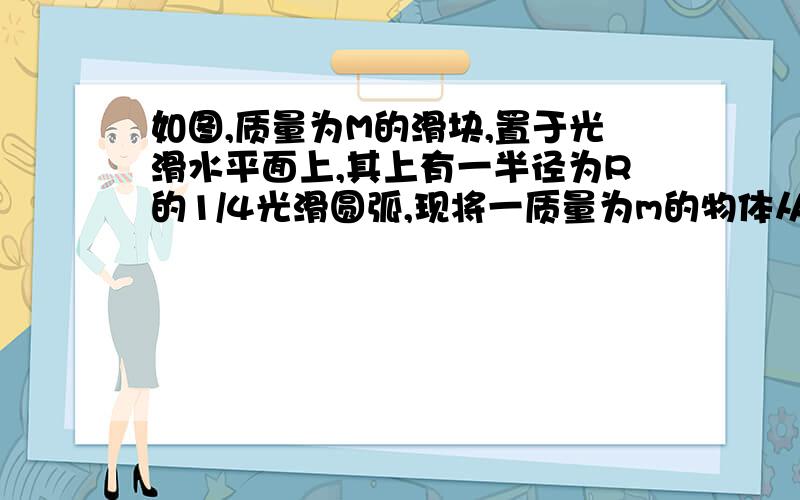 如图,质量为M的滑块,置于光滑水平面上,其上有一半径为R的1/4光滑圆弧,现将一质量为m的物体从圆弧的最高点滑下.为什么下滑过程中机械能守恒,难道它们之间的作用力--弹力做功和为0,要计算