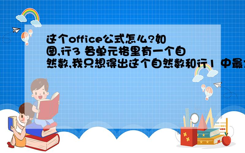 这个office公式怎么?如图,行3 各单元格里有一个自然数,我只想得出这个自然数和行1 中最大位数（注意是最大位数）的和为10的情况,并把这个0放在行4 相应单元格中.怎么办?是行3 单元格中和