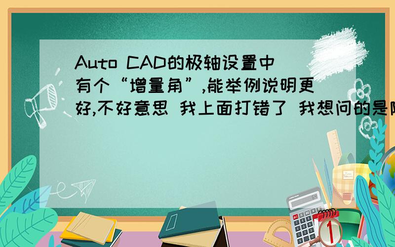 Auto CAD的极轴设置中有个“增量角”,能举例说明更好,不好意思 我上面打错了 我想问的是附加角