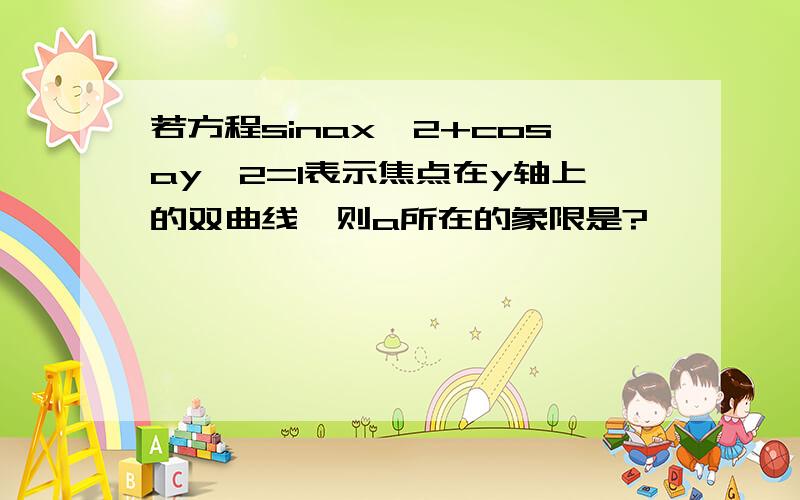 若方程sinax^2+cosay^2=1表示焦点在y轴上的双曲线,则a所在的象限是?