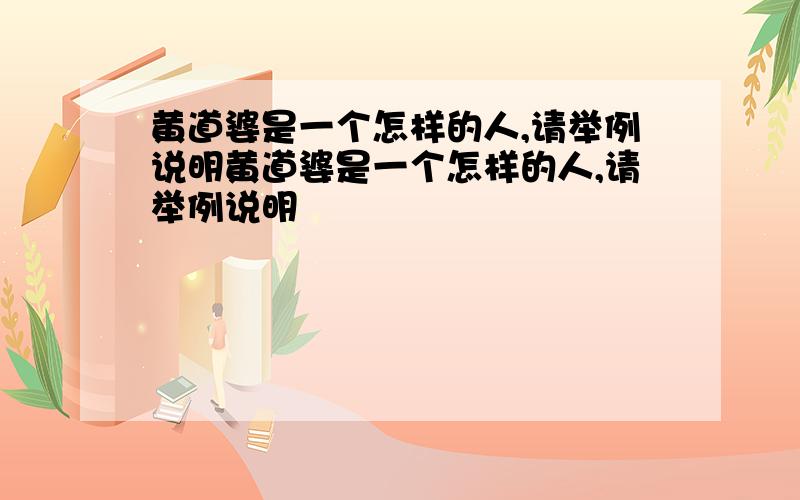 黄道婆是一个怎样的人,请举例说明黄道婆是一个怎样的人,请举例说明