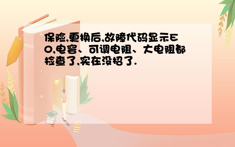 保险,更换后,故障代码显示E0,电容、可调电阻、大电阻都检查了,实在没招了.