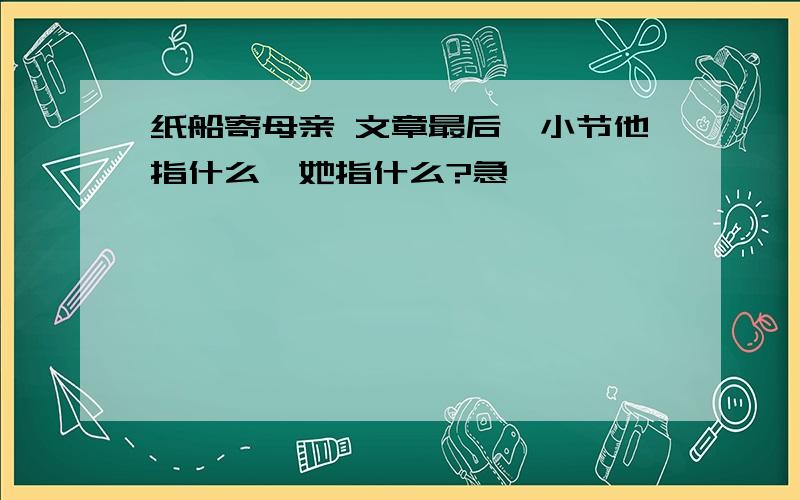 纸船寄母亲 文章最后一小节他指什么、她指什么?急