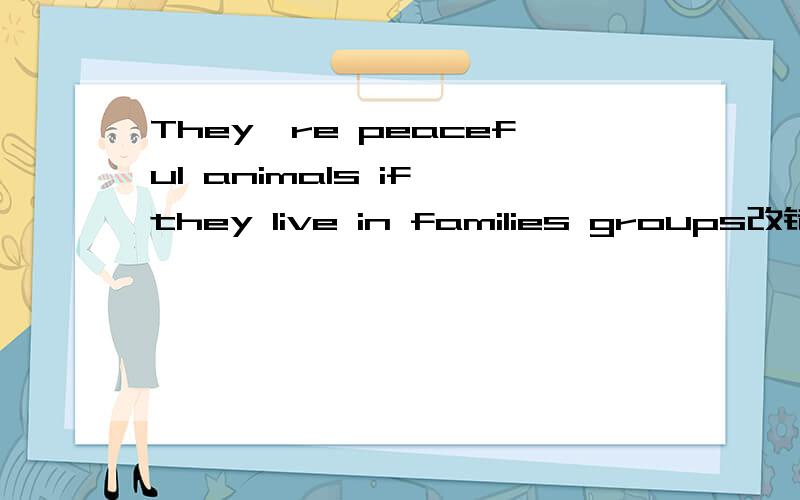 They're peaceful animals if they live in families groups改错