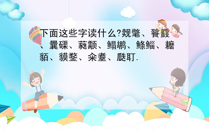 下面这些字读什么?觌氅、餮鼗、曩磲、蕤颥、鳎鹕、鲦鲻、耱貊、貘鍪、籴耋、瓞耵.