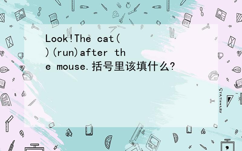 Look!The cat( )(run)after the mouse.括号里该填什么?