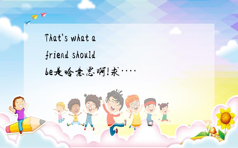 That's what a friend should be是啥意思啊!求····